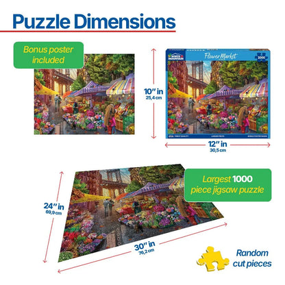 Flower Market (1871pz) - 1000 Piece Jigsaw Puzzle