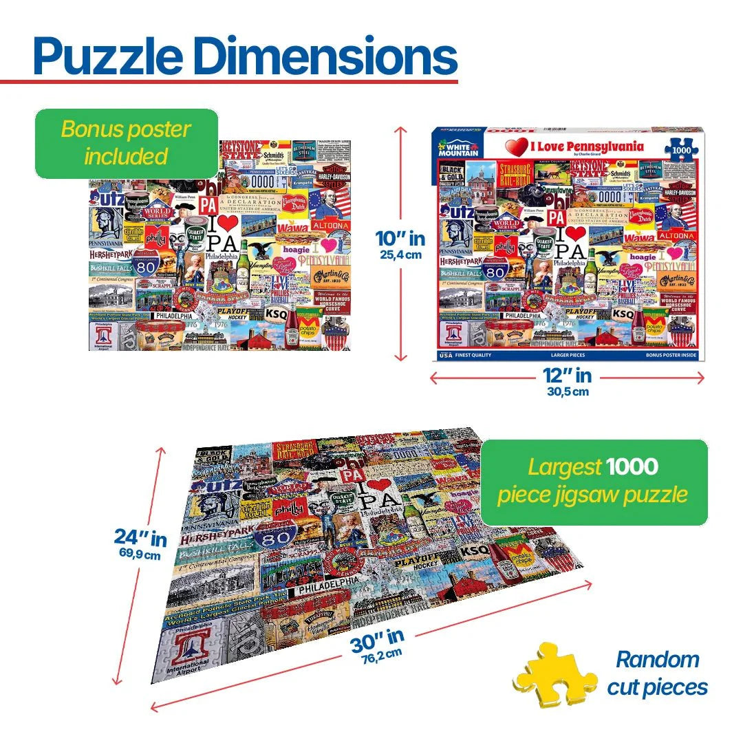 I Love Pennsylvania (1413pz) - 1000 Piece Jigsaw Puzzle