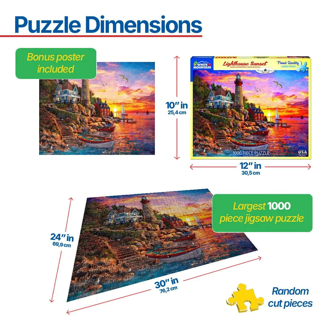 Lighthouse Sunset (1583pz) - 1000 Piece Jigsaw Puzzle