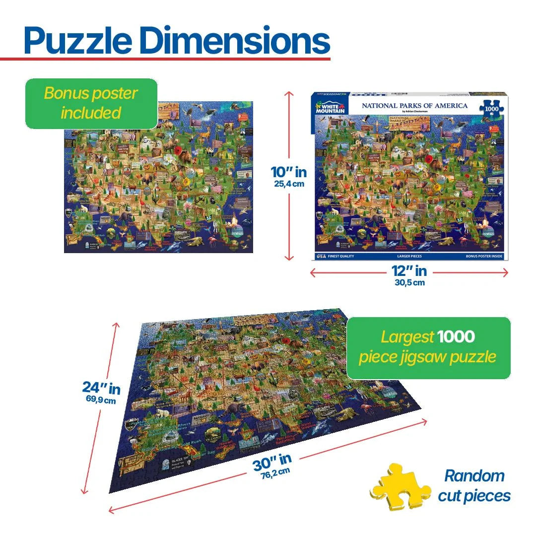 National Parks Map (1976pz) - 1000 Piece Jigsaw Puzzle