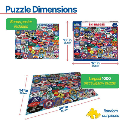 Ski Badges (1191pz) - 1000 Piece Jigsaw Puzzle