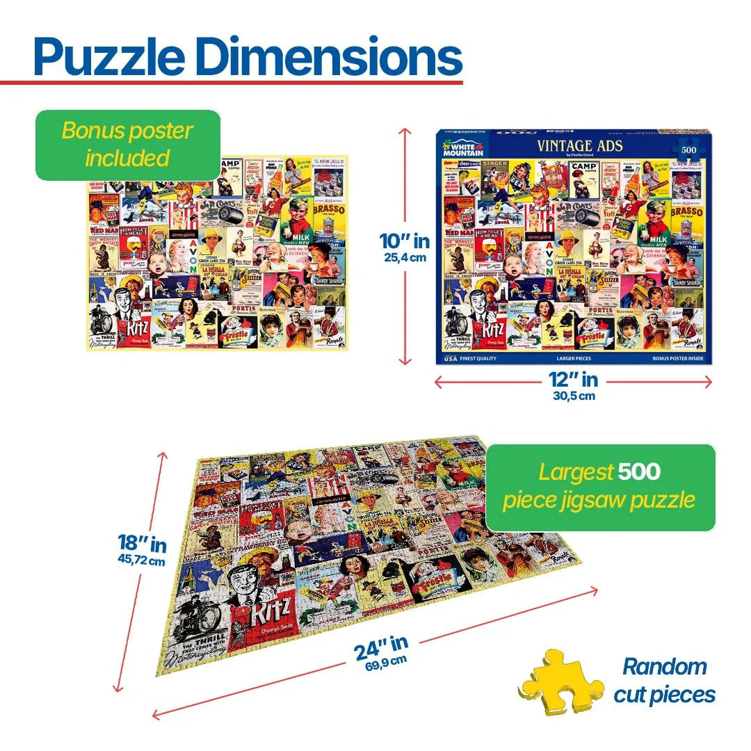 Vintage Ads (1813pz) - 500 Piece Jigsaw Puzzle